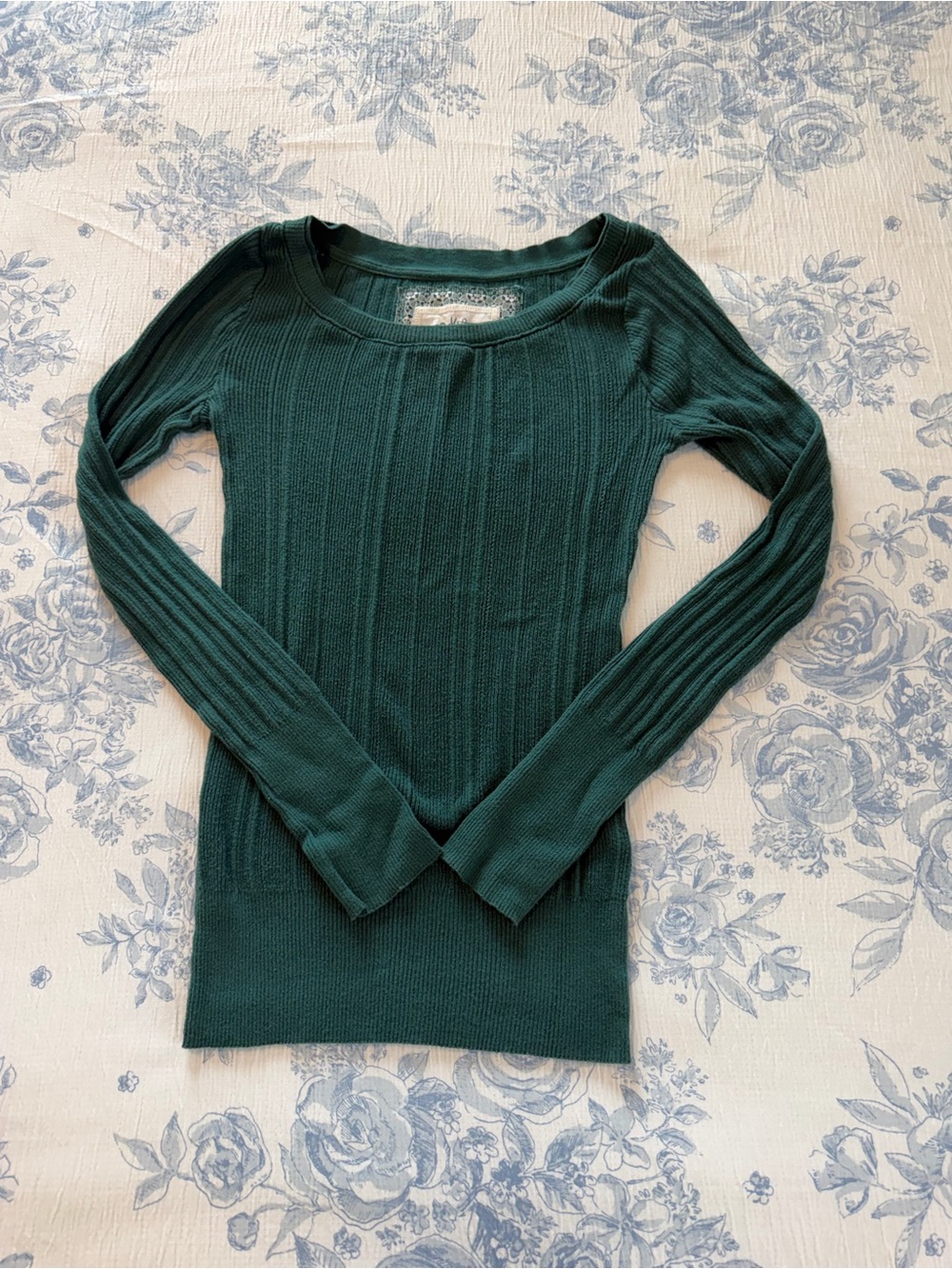 Vintage Y2K Mudd Ribbed Long Sleeve Scoop Neck Sweater - Forest Green Large